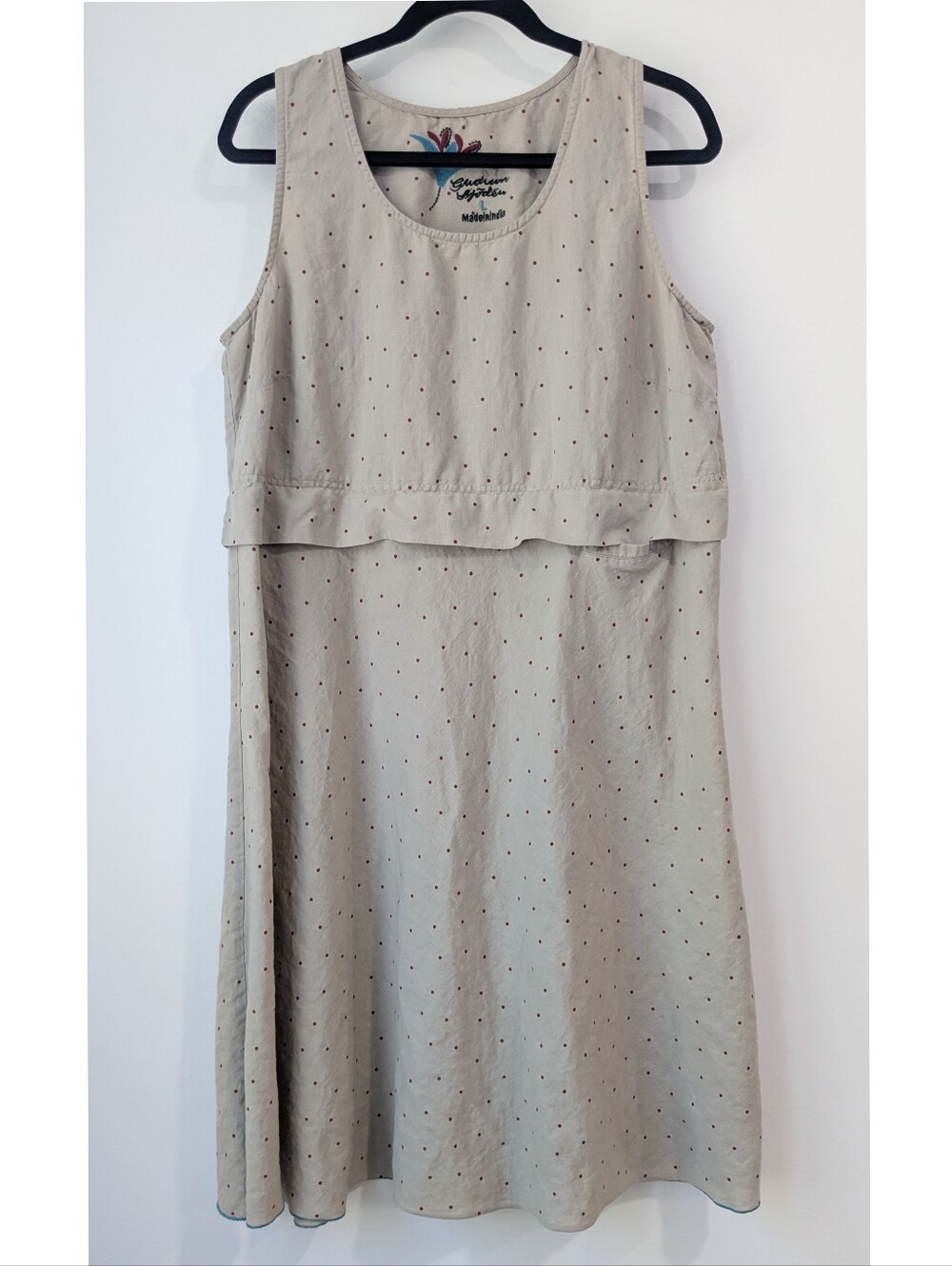 NEW Gudrun Sjoden Linen Blend Sleeveless Polka Dot Dress